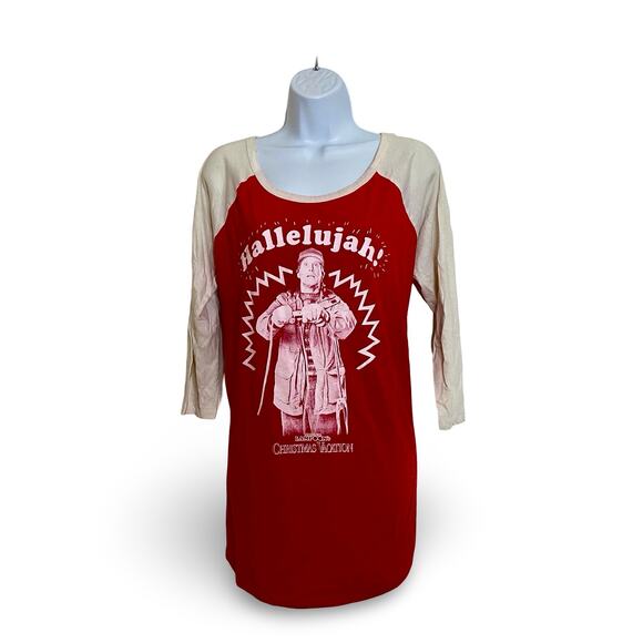 Christmas Vacation Clark Griswold Hallelujah Raglan T Shirt - Picture 1 of 6